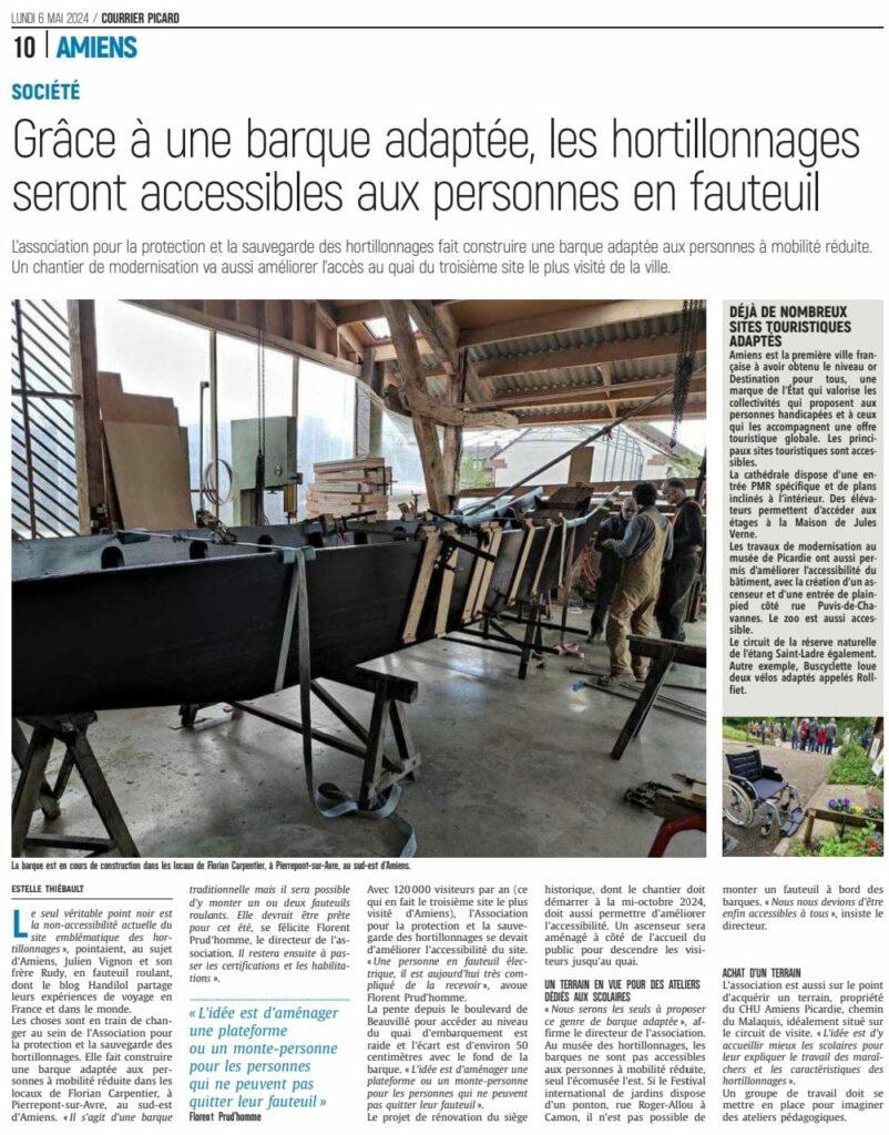 Courrier Picard article de presse du lunid 6 mai 2024