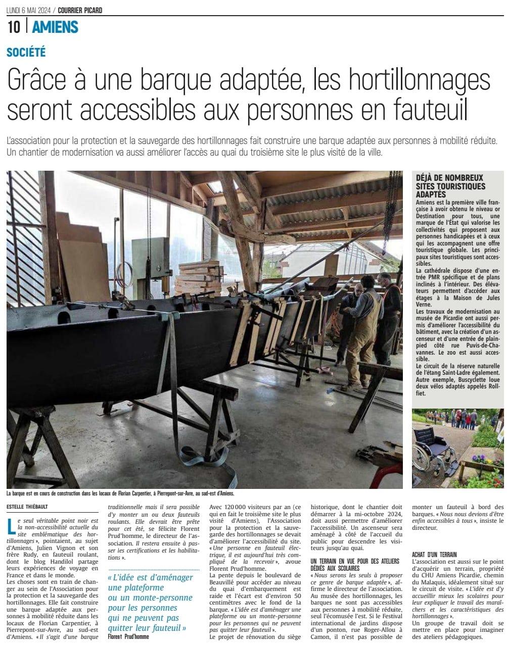 Courrier Picard article de presse du lunid 6 mai 2024